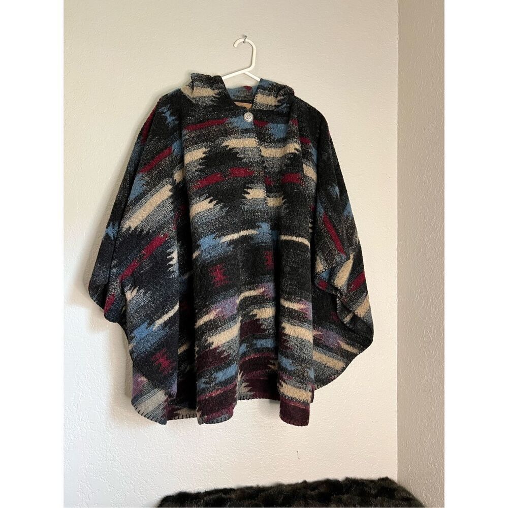 Bear Ridge Outfitters Made In USA Looped Wool poncho Aztec western Osfm Osfa